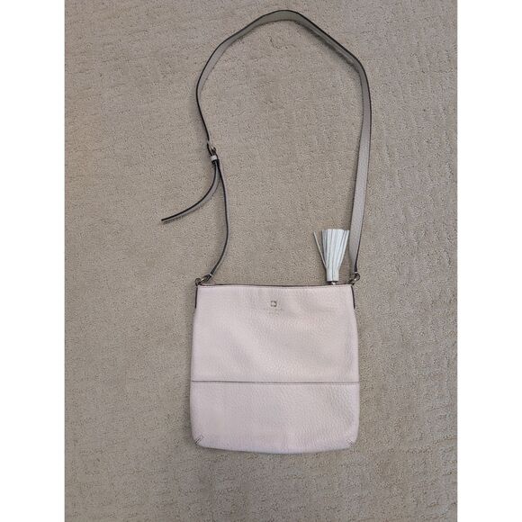 Kate Spade Crossbody Purse Light Pink Pebbled Leather with White Tassel - Picture 1 of 13